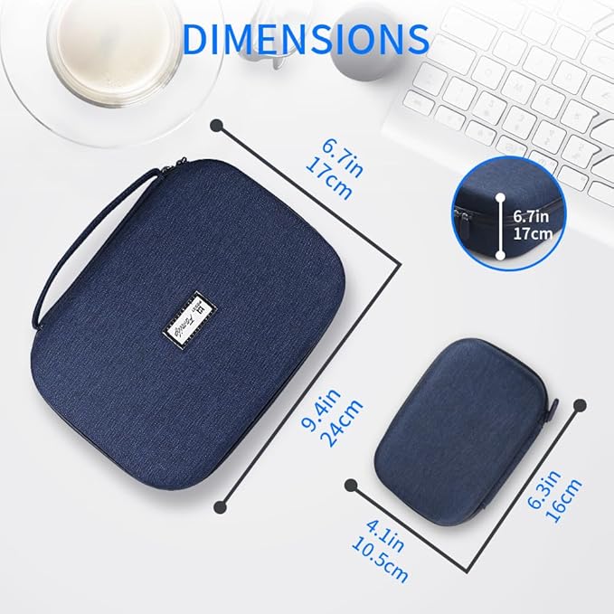 Electronics Organizer Travel Case Waterproof,Multi-Function Cable Storage Bag for Charger Phone Earphone USB Cables,Portable Wire Organizer Pouch for Travel Accessories,Dark Blue