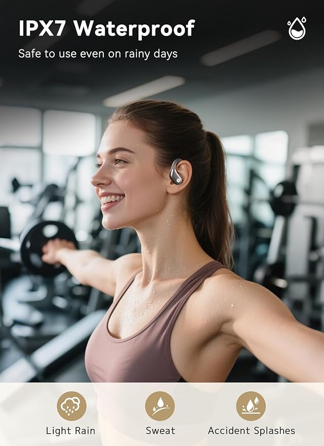 Wireless Earbuds, ANC Noise Cancelling Sport Ear Buds with Multifunctional Touch Screen Case, Bluetooth 5.4 Headphones, Bass Stereo Sound, 5 EQ Over-Ear Earbuds for Sports/Workout/Gym-Grey