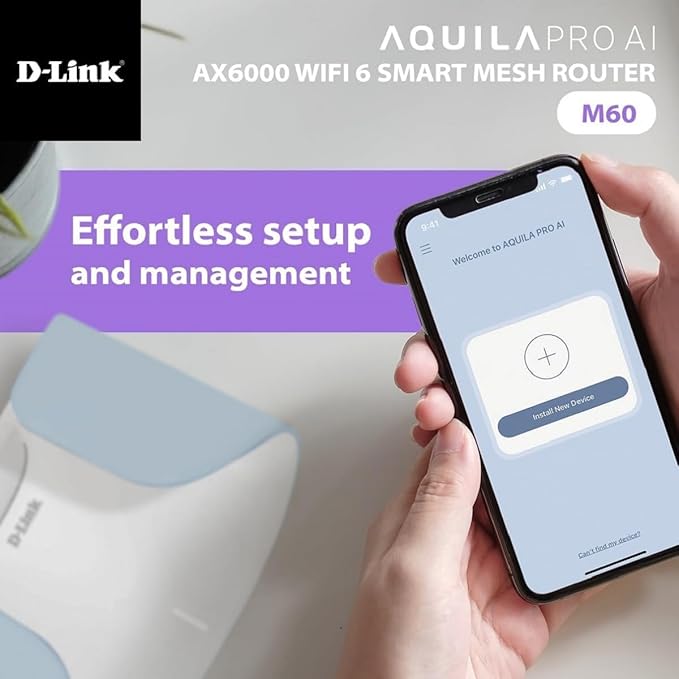 D-Link AX6000 WiFi 6 Mesh System 3-Pk —Contemporary Design —High-Performance —Feature Rich —AI Enabled —Parental Controls —Covers up to 8000+ sq. ft —Router (M60/3)