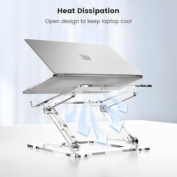 Laptop Stand for Desk, Portable Acrylic Laptop Riser, Ergonomic Adjustable Computer Stand Holder for Notebook MacBook Air Pro, Dell XPS, HP (10-17.3'')
