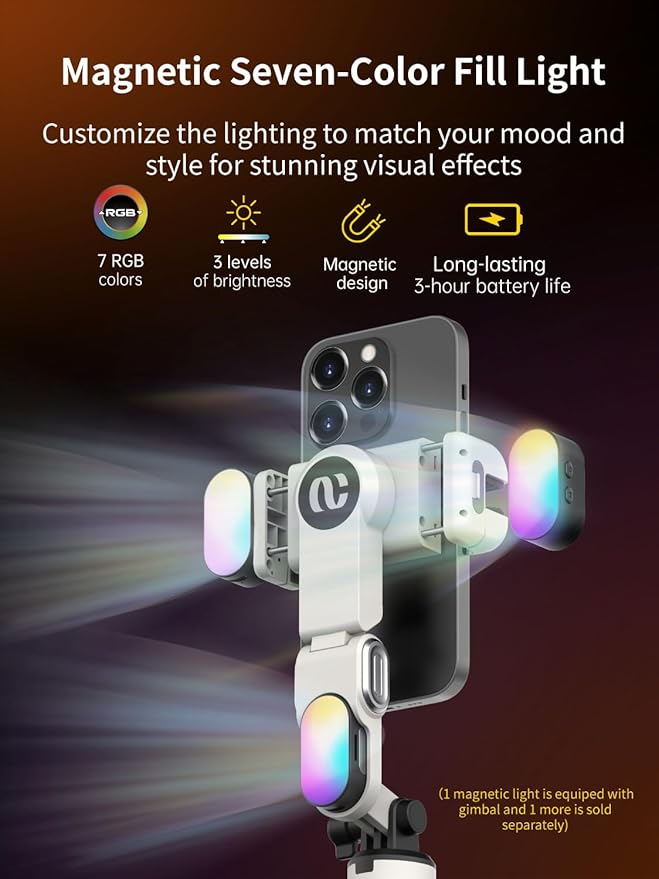 Gimbal Stabilizer for iPhone, Sefie Stick Tripod with Auto Face Tracking for TIK Tok YouTube Video Recording, 4 in 1 Gimbal Stabilizer with 360° Rotation for iPhone/Andriod -M1 Pro White