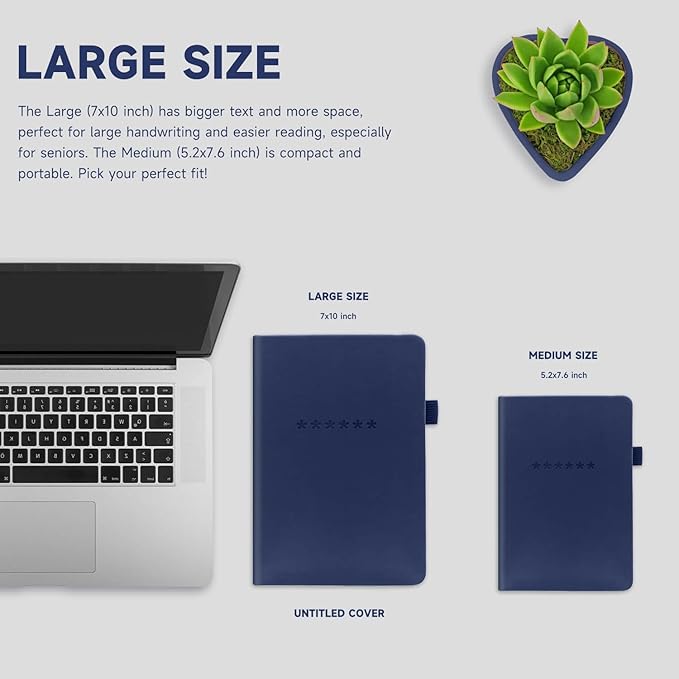 Password Book with Alphabetical Tabs – Hardcover Internet Address & Password Organizer – Password Keeper Notebook for Computer & Website – 7 x 10" Log-in Password Journal w/Thick Paper (Navy Blue)