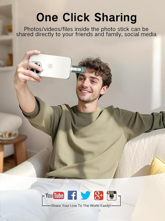 SCICNCE 256GB Flash Drive Intended for iPhone, USB Memory Stick Storage Backup for Photos Videos, Plug and Play No APP Required, Compatible with iPhone iPad Android and Computers (Green)