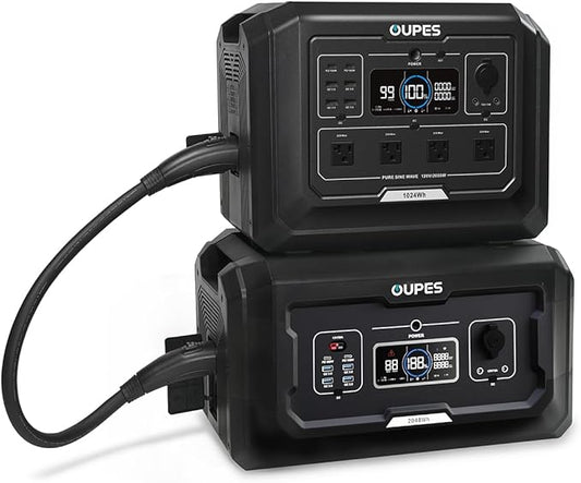 OUPES Power Station Mega 1 & B2 Extra Battery, 3072Wh Power Supply w/ 4 2000W AC Outlets (4500W Peak), LiFePO4 Battery Power for Outdoor Camping, Home Backup, RV Emergency