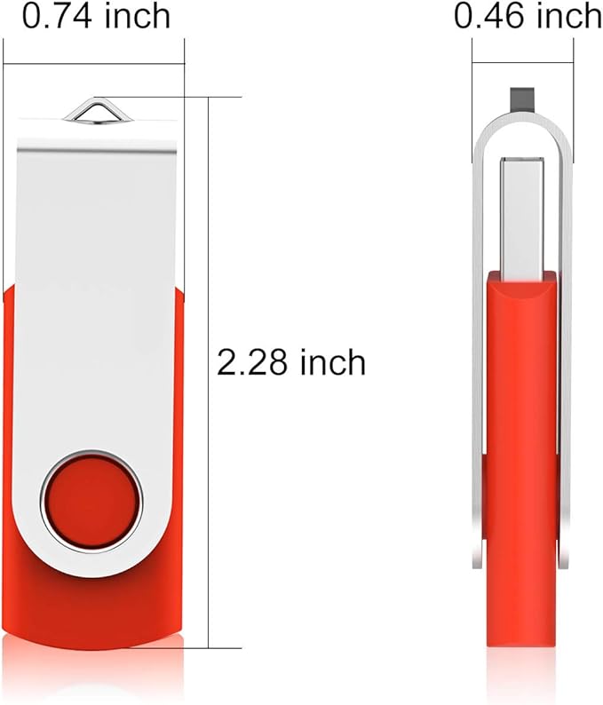 10pcs 4GB USB Flash Drives USB 2.0 Thumb Drive Bulk Pack Swivel Memory Stick 4 GB Fold Storage Jump Drive Zip Drive, 10 Pack Red