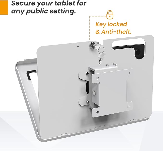 Tablet Wall Mount Compatible with Samsung Galaxy Tab S9 & S9 FE, All Metal, Anti-Theft Lock Adjustable Tablet Stand