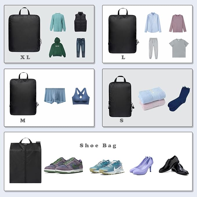 BAGAIL 6 Set Ultralight Compression Packing Cubes Packing Organizer for Travel Accessories Luggage Suitcase Backpack