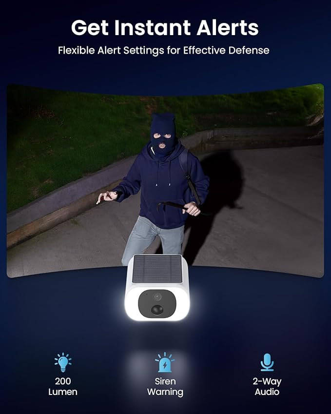ieGeek Solar Camera Outdoor Wireless, 2K WiFi Battery Powered Cameras System for Home Security with Embedded Solar Panel, AI Motion Detection, Smart Spotlight & Alarm, Color Night Vision,No Hub Needed