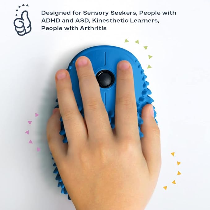 HedgeHog Health Hoglet Wireless Computer Mouse – Cute, Functional, and Tactile Fidget Tool. Combines Stress Relief with Comfort and Style, Perfect for Enhancing Focus and Productivity (Blue)