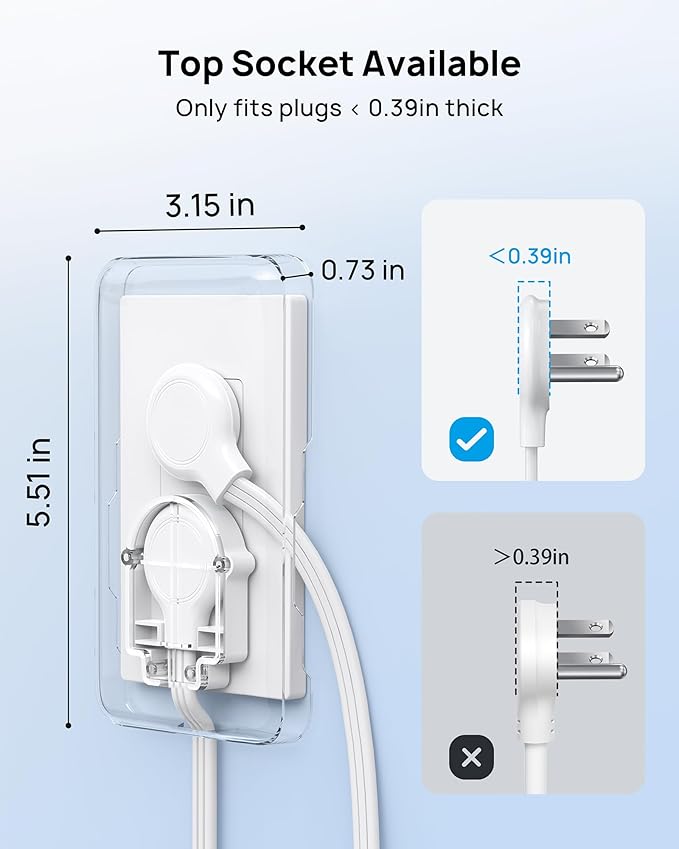TROND Flat Plug Power Strip with Outlet Cover - 10ft Flat Extension Cord Outlet Extender Concealer with 4 AC 4 USB Ports, Fit Standard Size Wall Plate for Kitchen Home Office to Hide Messy, White