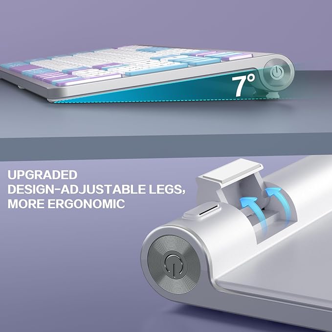 JOYACCESS Wireless Keyboard,Ergonomic Computer Keyboard,Silent Compact Cordless,Low Profile with Numeric Pad for Mac/Windows/PC/Desktop/Laptop-Purple Blue