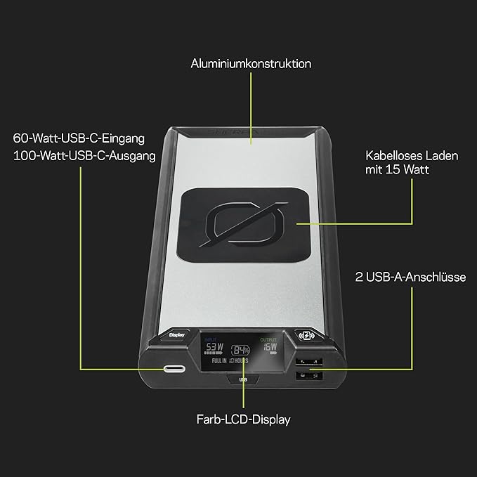 Goal Zero Sherpa 100PD Wireless Portable Power Bank 100W USB-C Power Delivery 25600mAh (4th Generation)