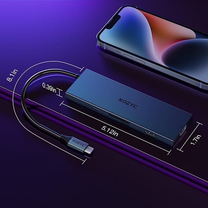 USB C Docking Station Dual Monitor, 8-in-1 USBC Hub with 2 HDMI Ports, USB-C 3.0, 2xUSB-A 3.0, SD/TF, 100W PD, Compatible with HP, Dell