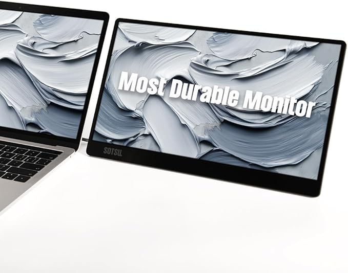 SOTSU FlipAction Go 14" Premium Portable Monitor SFA14PMSV | Robust but Lightweight | Tempered Glass Cover | 1080p | 400 Nits | 100% sRGB | 5W | Super Versatile | USB C or Mini HDMI