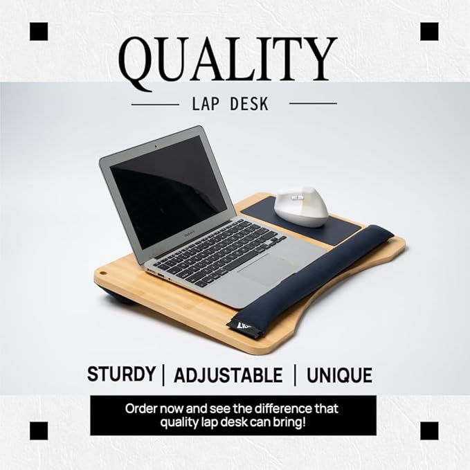 Lap desks for Adults,Adjustable Laptop Desk with Pillow Cushion,Fits up to 16'', Portable Laptop Desk for Bed/Couch/Car, Extra Large Lap Desk with Detachable Cushions, Travel Lap Desk,Dorm Essentials