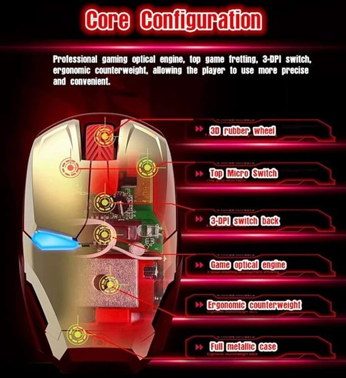 Nidiox Rechargeable Travel Wireless Mouse, Bluetooth and 2.4G Dual Mode, Ergonomic Rotatable Design, 3-Level DPI, Silent Click, Portable for Laptop, PC, Mac (Gold)