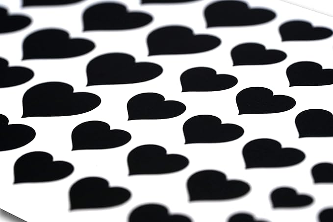 Blocked Stackable Webcam/Camera Vinyl Covers | 57 Low-Tack Restickable Webcam Sticker | 3-Sizes | Black 57-Pack Hearts (Muted Matte)