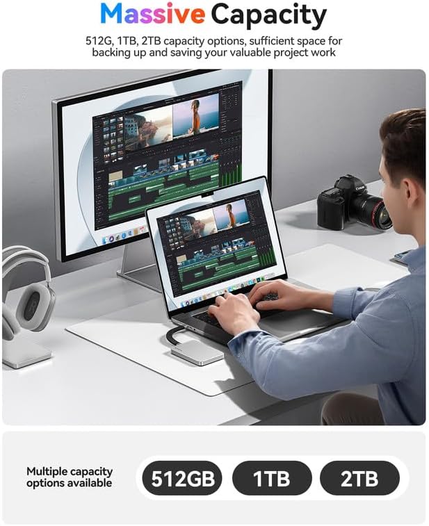 ORICO BookDrive 1TB Magnetic External SSD with PD 100W Charging for Labtop & USB-C Smartphone - Magsafe Portable Solid State Drive, 1000MB/s for USB 3.2 Gen2 - P10Plus