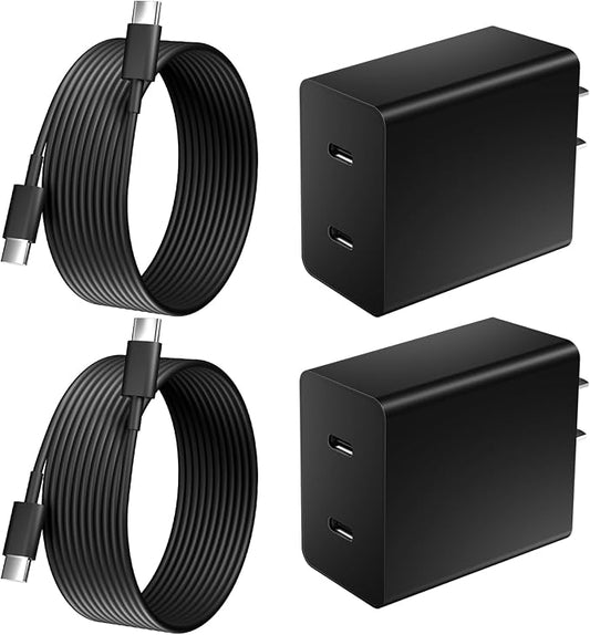 USB C Charger for iPhone 17 16 15,45W Dual Type C Charger Fast Charging Block,2Pack Quick Type C Phone Chargers 6FT Long USB C Charging Cord for iPhone 17 Pro/17 ProMax/17 Air/16 ProMax/16e/15/15 Plus