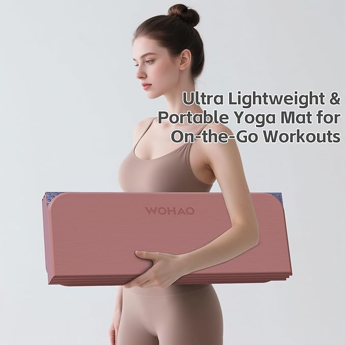 7-Fold Yoga Mat 70"x24" - 1/2 Inch Thick Folding Exercise Mat, Compact Non-Slip TPE Mat for Travel, Storage, Yoga & Home Gym, Lightweight & Portable