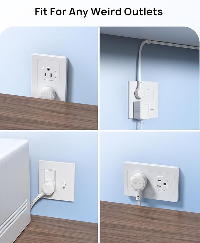 TROND Flat Extension Cord 6ft with 360° Rotating Plug, Low Profile Small Power Strip, 3 Prong Grounded Outlets Cube, 13A, SPT 16/3 Gauge Cable, for Indoor Home Office Cruise Travel Essentials, White