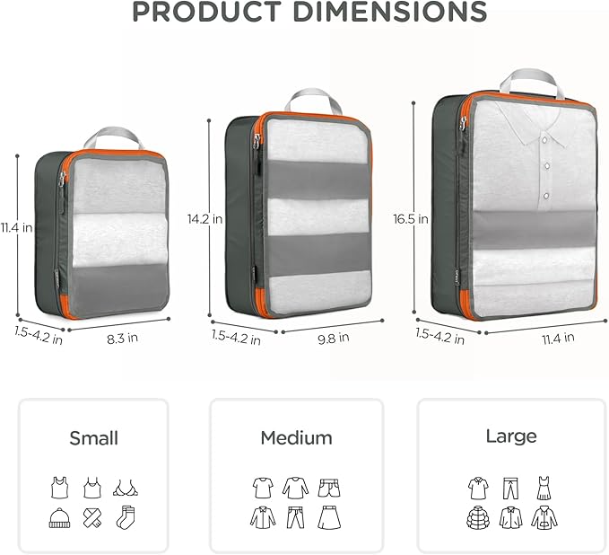 Cipway Mesh Compression Packing Cubes, Ultralight See Through Luggage Organizer Bags, Travel Essentials for Carry on Suitcase （3Pcs,Grey）