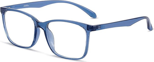 ANRRI Blue Light Blocking Glasses, Anti Eyestrain Lens Lightweight Frame Eyeglasses, Blue, Men/Women