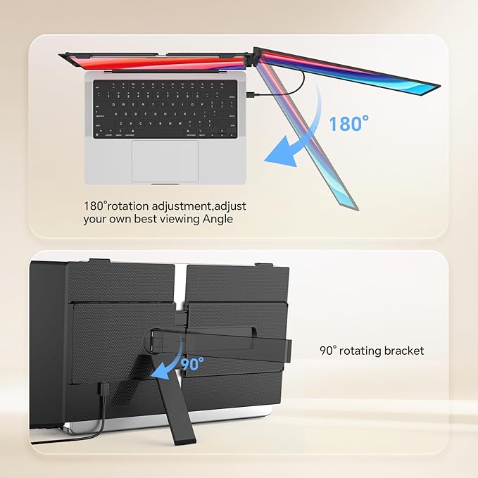 14.2" Laptop Screen Extender, 0.17" Ultra-Thin FHD 1080P IPS Portable Monitor for Laptop, Dual Screen Travel Monitor Extender, Plug-Play for Windows/Mac/Chrome, Fit 13”-17.3” Laptops