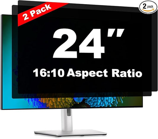 24 Inch Computer Privacy Screen Shield [2 Pack] for 16:10 Widescreen Desktop Monitor - Anti-Glare Blue Light Privacy Filter and Anti Spy Privacy Screen Protector Film
