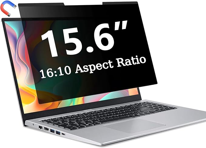 ZOEGAA Magnetic Laptop Privacy Screen 15.6 Inch, for HP Dell Acer Asus Lenovo Thinkpad, Removable 16:10 Laptop Screen Privacy Shield, Anti Spy, Anti Glare, Blue Ray Reduction