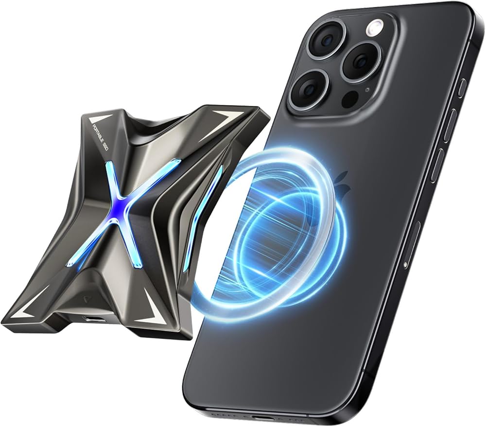 MOVE SPEED Magnetic 4TB Portable External SSD - 2000MB/s USB-C 3.2x2, PS5/PC/Smartphone Compatible Portable Drive, Compact Durable Storage for Gamers & Creators