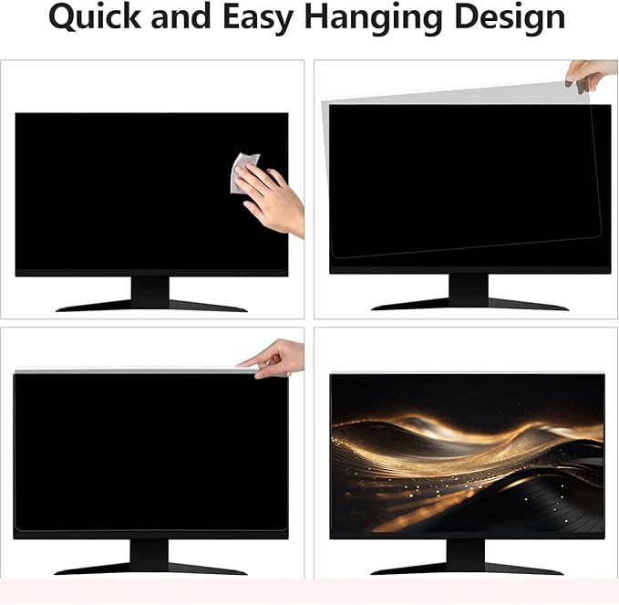 Hanging Computer Privacy Screen Protector Shield Compatible for 26/27 Inch Widescreen Desktop Monitor - Anti Glare & Blue Light Filter - Hanging Design for Easy On/Off