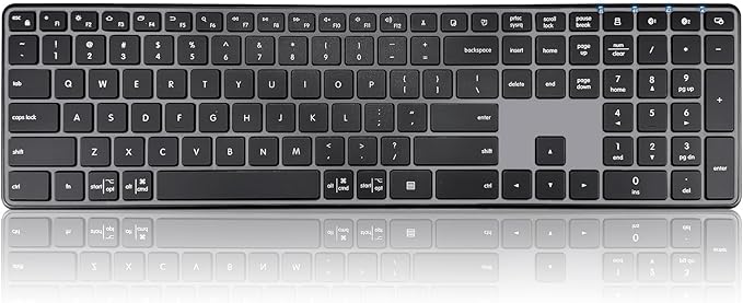 K925 Wireless Bluetooth Keyboard Multi-Device Full Size Wireless Keyboard with Number Pad,Multimedia Keyboard Quiet Typing for Windows/PC/Laptop/Phone