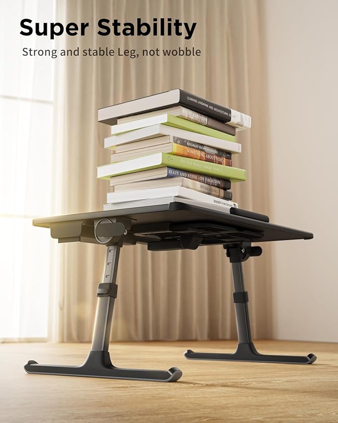 SAIJI Laptop Desk for Bed [Premium XXL Extra Large] with Upgraded Height Angle Adjustable Book Stand,Multi-Purpose Lapdesk Bed Tray Desk for Working Writing Reading Drawing (Black)