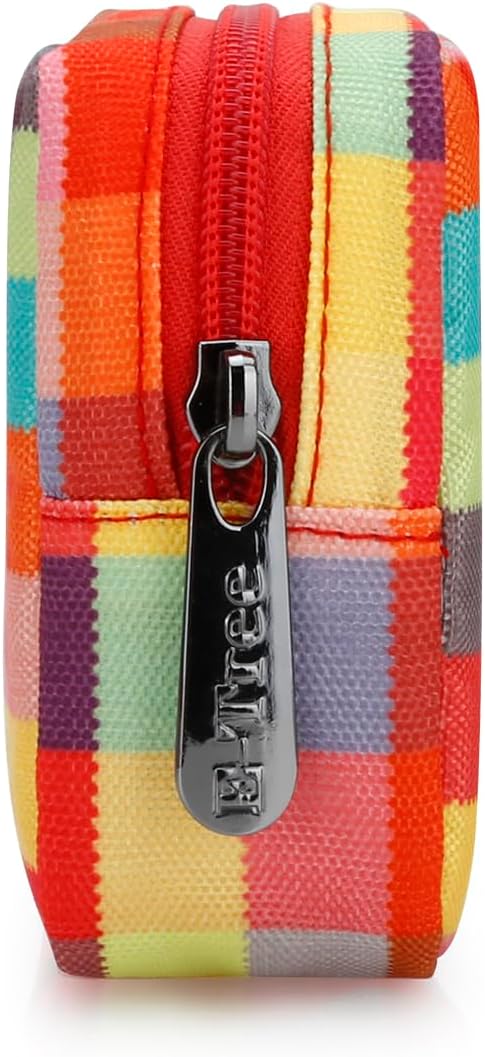 E-Tree Cute Small Makeup Bag, Cosmetic Toiletry Skin Care Make up Little Items Pouch for Purse,Zipper Mini Tech Charger Cable Electronic Organizer Case,Travel Accessories,Checkered Colorful