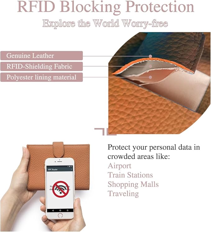 RFID Blocking Leather Passport Wallet for Travel – Passport Holder for Women with Card Slots, Coin Pocket, SIM Card Slot – Slim Genuine Leather Travel Organizer Gift Box (Brown)