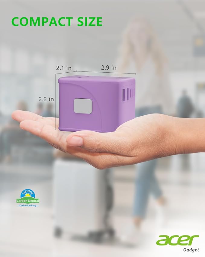 Acer Universal Travel Plug Adapter - International Power Adapter with 5 USB Ports (3 USB C) 5.8A, Worldwide Outlet Charger for USA to European UK France Germany Spain, Type C/E/F/G/I/L/A, Purple