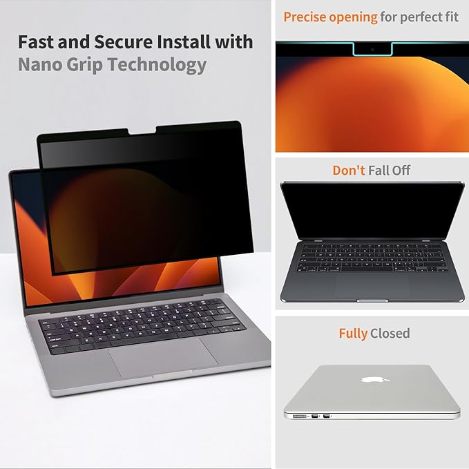 Privacy Screen for MacBook Pro 16 Inch (2021-2024, M1, M2, M3, M4), Removable Anti-Spy Filter for Mac Pro 16.2", Eye Protection HD Anti-Scratch