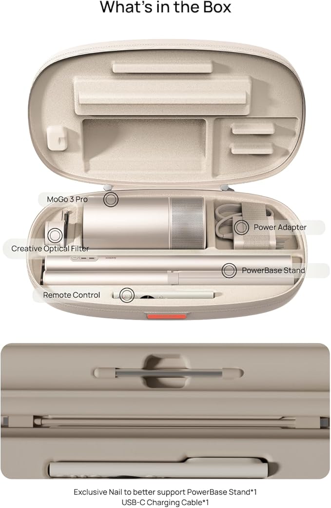 XGIMI MoGo 3 Pro Portable Projector Collection, Optical Filter & Carrying Case & PowerBase Stand, 2.5hrs Battery, Google TV with Licensed Netflix, All-in-One Travel Bundle