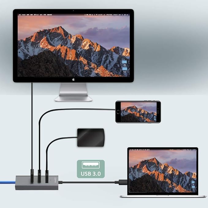 Opro9 4-in-1 USB C to Ethernet Hub, USB OTG Network Adapter, 3xUSB 3.0, Thunderbolt 3, with 10/100/1000 Mpbs RJ45 Gigabit Ethernet LAN Network, Adapter Converter for Mac/Windows/OS/Linux and More