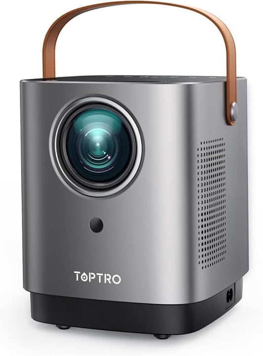 [Unique Handle Design] Mini Projector, Mini Projector with 5G WiFi and Bluetooth, TOPTRO 1080P Portable Projector with Touch Screen, 2025 Upgrade Outdoor Movie Proyector for iOS/Android/TV Stick/HDMI