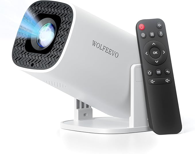 Mini Projector with WiFi 6 and Bluetooth 5.0, Portable Projector 4K support with Android14 System, 210° Rotation, Auto Vertical Keystone Smart Proyector for Home Theater, Business Presentation, Gaming