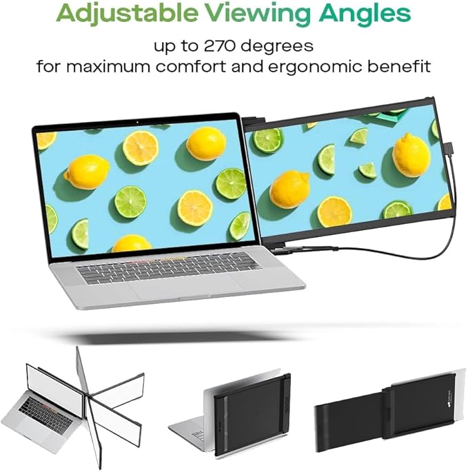 Mobile Pixels 2025 Duex Max DS 14.1'' FHD 1080p Laptop Screen Extender, USB Type-C/HDMI Ports, Portable Monitor for 14'' to 17 Inch Laptops, Compatible with macOS/Windows/Apple/Android/Switch(Black)