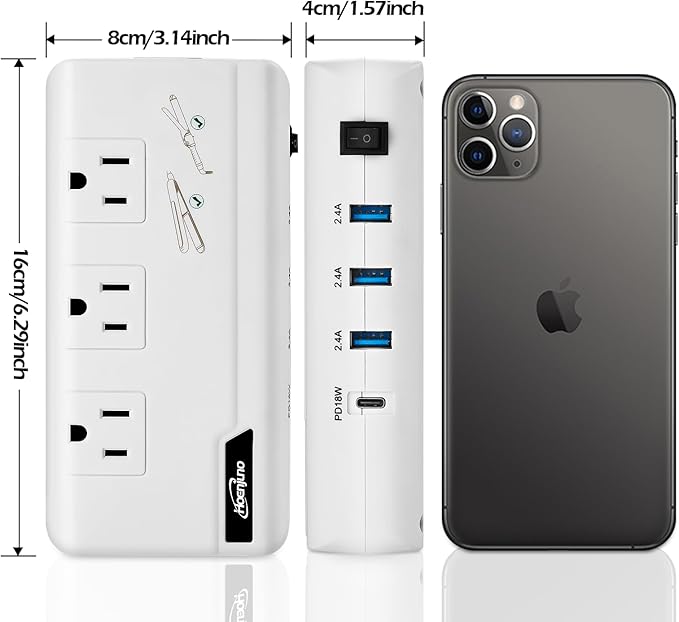 230W Voltage Converter 220V to 110V for Hair Straightener/Curling Iron, Travel Plug Adapter for EU/UK/AU/US/in/IT Power Converter Adapter Combo