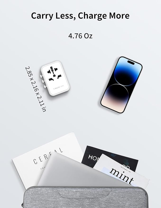 MOMAX Universal Travel Adapter, 20W+18W International Plug Adapter with 2 USB-A Quick Charging & 1 USB C PD Fast Charging,1 AC, All-in-one Wall Charger for USA EU UK AUS JP (Type C/A/G/I)