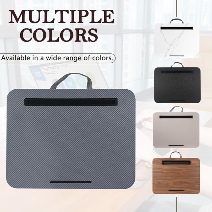 Portable Laptop Desk Fits Up to 16“ Laptops, with Tablet Slot, Built-in Cushion, Great for Home & Office,Lap Desk for Laptop,Lap Desk with Cushion (Dark Grey, Medium)