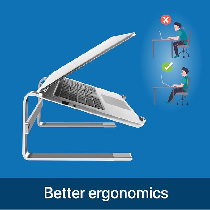 MMOBIEL Laptop Stand Tall - Riser 10 to 18 inches - Ventilated Holder Universal - Laptop Stand for Desk Compatible with MacBook, Notebook, ASUS and More - Incl. Tools - Aluminum