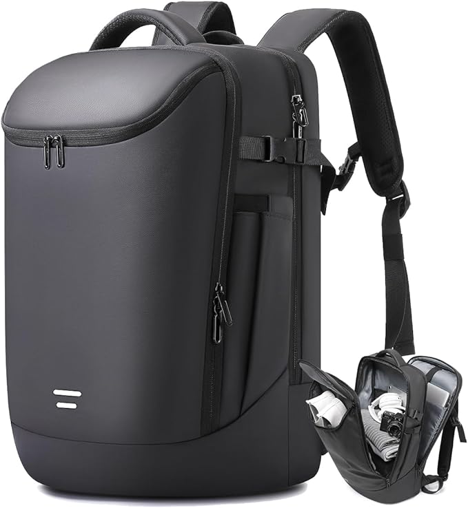 Travel Backpack for Women, Carry on Luggage 30L Flight Approved Water-resistant Lightweight Business Backpack Fits 17.3 Inch Laptop with Shoes Compartment, Black