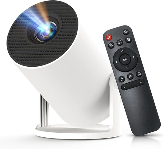 Built-in Apps & 2025 Upgraded Smart Projector with Wi-Fi 6 & Bluetooth 5.4, 1080P 4K Support Full HD, Auto Keystone 360° Portable Home Cinema Mini Projector for iOS/Android OptiBarrel 005