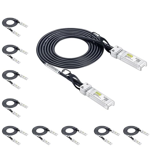 10Gtek SFP+ DAC Twinax Cable, 10G SFP+ to SFP+ Direct Attach Copper Patch Passive Cable for Cisco SFP-H10GB-CU2.5M, Meraki MA-CBL-TA-1M, Ubiquiti UniF, D-Link, Fortinet,2.5 Meter(8.2ft), 10-Pack
